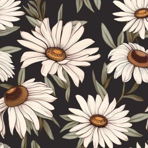 Laatse Daisy Floral Wallpaper Peel and Stick Boho Wallpaper for Countertop 17.5in x 393in Vintage Contact Paper Vinyl Waterproof Self-Adhesive Dark Modern Wall Paper for Bedroom Walls Drawer Bathroom