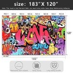 YIHWM -Street Art Graffiti Wallpaper Fabric Wallpaper Living Room Bedroom Bathroom Boys Girls Children's Room Abstract Large Wall Mural- 183"x120"（ not Peel and Stick）