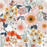 HAOKHOME Boho Peel and Stick Wallpaper Floral Wall Paper Removable for Bedroom White/Pink/Orange Contact Paper 17.3in x 9.8ft