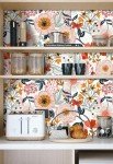 HAOKHOME Boho Peel and Stick Wallpaper Floral Wall Paper Removable for Bedroom White/Pink/Orange Contact Paper 17.3in x 9.8ft
