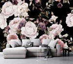Cliouar-Peony Flowers Wall Mural Wallpaper for Bedroom Living Room Purple Flower Wallpaper Rose Mural Wallpaper 158" x 110"(Not Self-Adhesive)