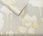 NextWall Lotus Floral Peel and Stick Wallpaper (Metallic Gold & Gray)
