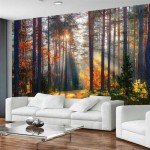 Wmjurel Autumn Sunshine in The Woods Wallpaper, Natural Landscape Mural, Modern Living Room Bedroom Backdrop Wall Mural(Non-self-Adhesive)