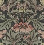 NextWall Acanthus Floral Peel and Stick Wallpaper (Charcoal & Rosewood)