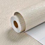 Haimin Grasscloth Wallpaper Peel and Stick 20.9in X 393in Fabric Contact Paper Wall Paper Textured Wallpaper Horizontal Stripes Look Self-Adhesive Thick Vinyl Embossed (Beige)