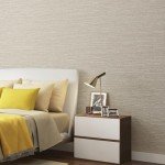 Haimin Grasscloth Wallpaper Peel and Stick 20.9in X 393in Fabric Contact Paper Wall Paper Textured Wallpaper Horizontal Stripes Look Self-Adhesive Thick Vinyl Embossed (Beige)