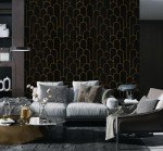 Yasinet Peel and Stick Wallpaper Stripe Removable Wallpaper Black Contact Paper Black/Gold Geometric Paper Self Adhesive Wallpaper Decorative for Wall Bedroom Vinyl Film 17.3”x393.7”