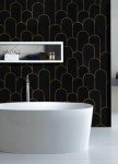 Yasinet Peel and Stick Wallpaper Stripe Removable Wallpaper Black Contact Paper Black/Gold Geometric Paper Self Adhesive Wallpaper Decorative for Wall Bedroom Vinyl Film 17.3”x393.7”
