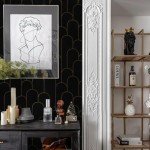 Yasinet Peel and Stick Wallpaper Stripe Removable Wallpaper Black Contact Paper Black/Gold Geometric Paper Self Adhesive Wallpaper Decorative for Wall Bedroom Vinyl Film 17.3”x393.7”