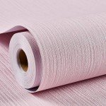Haimin Grasscloth Wallpaper Textured 24in X 393in Fabric Contact Paper Pink Wall Paper Textured Linen Wallpaper Peel and Stick Self-Adhesive Thick Vinyl Embossed Film Wallpaper (Pink)