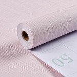 Haimin Grasscloth Wallpaper Textured 24in X 393in Fabric Contact Paper Pink Wall Paper Textured Linen Wallpaper Peel and Stick Self-Adhesive Thick Vinyl Embossed Film Wallpaper (Pink)
