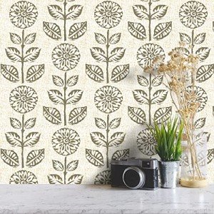 Wudnaye Floral Peel and Stick Wallpaper Vintage Floral Decorative Wall Paper 17.7 inch × 393.6 inch Tulip Self Adhesive Removable Wallpaper Floral Contact Paper Retro Farmhouse Flower Wallpaper Vinyl