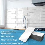 Art3d 102-Piece Peel and Stick Wall Tile for Kitchen Backsplash, Bathroom, Fireplace, 3in. × 6in. Stick on Subway Tile, Glossy White
