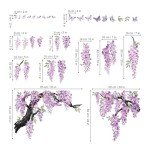 wondever Large Flower Tree Branch Wall Stickers Purple Hanging Vine Floral Butterflies Peel and Stick Wall Art Decals for Living Room Bedroom TV Wall
