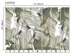 Bormia Wall Mural Hand-Painted Tropical Plants Leaves Lines Light Luxury Wallpaper for Living Room Bedroom 151"x105" (Not Self-Adhesive)