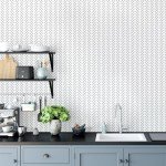 Erfoni Black and White Peel and Stick Wallpaper Modern Herringbone Contact Paper Bathroom 17.7inch x 196.8inch Geometric Removable Wall Paper Peel and Stick Backsplash Self Adhesive Contact Paper