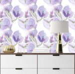 BaoHArtHome Floral Peel and Stick Wallpaper Contact Paper Removable White Purple Leaf Boho Easy Peel Off Vinyl Wall Paper Self Adhesive for Bedroom Living Cabinet Room 17.7 in x 9.8 ft