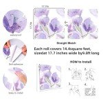 BaoHArtHome Floral Peel and Stick Wallpaper Contact Paper Removable White Purple Leaf Boho Easy Peel Off Vinyl Wall Paper Self Adhesive for Bedroom Living Cabinet Room 17.7 in x 9.8 ft