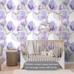 BaoHArtHome Floral Peel and Stick Wallpaper Contact Paper Removable White Purple Leaf Boho Easy Peel Off Vinyl Wall Paper Self Adhesive for Bedroom Living Cabinet Room 17.7 in x 9.8 ft