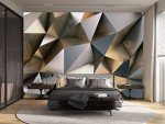 Cliouar-Metal Polygon Geometry Wall Mural Wallpaper for Bedroom Living Room 103" x 69" (Not Self Adhesive)