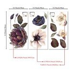 Flortlias Fabric Peel and Stick Floral Wall Decal, Self-Adhesive Peony Flowers Wallpaper, Rose Sticker for Living Room Bedroom Wall Decor, Eden Garden A-3 PCs