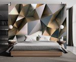 Cliouar-Metal Polygon Geometry Wall Mural Wallpaper for Bedroom Living Room 103" x 69" (Not Self Adhesive)