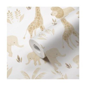 Crane Baby Safari Wallpaper for Nursery, Nursery Wallpaper for Boys and Girls, Jungle Wallpaper, 21" w x 270" h, Animal Print Wallpaper, Gender Neutral Wallpaper, Safari Nursery Decor, Baby Wallpaper