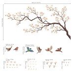DECOWALL SG4-2317 Oriental Flower Tree Wall Stickers declas Kids Bedroom Cherry Blossom Birds Branch décor Decoration Floral Home Living Removable Nursery Mural DIY Room