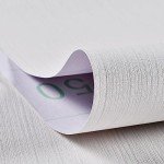 Haimin Grasscloth Wallpaper Textured 24in X 393in Fabric Contact Paper White Wall Paper Textured Linen Peel and Stick Self-Adhesive Thick Vinyl Embossed Film Wallpaper (White)