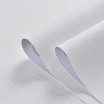 Haimin Grasscloth Wallpaper Textured 24in X 393in Fabric Contact Paper White Wall Paper Textured Linen Peel and Stick Self-Adhesive Thick Vinyl Embossed Film Wallpaper (White)