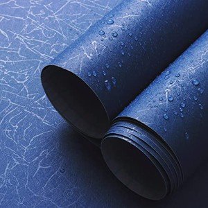 Safiyya 393"x 17.3" Wallpaper Silk Dark Blue Peel and Stick Wallpaper Dark Blue Contact Paper Self Adhesive Removable Wallpaper Solid Color Wallpaper for Bedroom Walls Vinyl Rolls