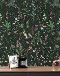 JiffDiff Floral Wallpaper Peel and Stick Farm Floral 236" x 17.3" Wildwood Wall Paper Dark Self Adhesive Contact Paper Stick on Wallpaper Coverage 30 sq.ft