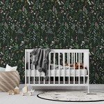 JiffDiff Floral Wallpaper Peel and Stick Farm Floral 236" x 17.3" Wildwood Wall Paper Dark Self Adhesive Contact Paper Stick on Wallpaper Coverage 30 sq.ft