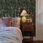 JiffDiff Floral Wallpaper Peel and Stick Farm Floral 236" x 17.3" Wildwood Wall Paper Dark Self Adhesive Contact Paper Stick on Wallpaper Coverage 30 sq.ft