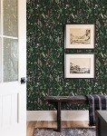 JiffDiff Floral Wallpaper Peel and Stick Farm Floral 236" x 17.3" Wildwood Wall Paper Dark Self Adhesive Contact Paper Stick on Wallpaper Coverage 30 sq.ft