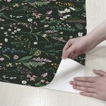 JiffDiff Floral Wallpaper Peel and Stick Farm Floral 236" x 17.3" Wildwood Wall Paper Dark Self Adhesive Contact Paper Stick on Wallpaper Coverage 30 sq.ft