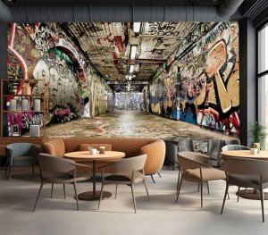 Cliouar-Tunnel Trendy Graffiti Wall Mural wallpaper-103 x 69"