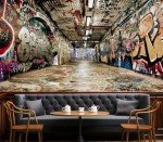 Cliouar-Tunnel Trendy Graffiti Wall Mural wallpaper-103 x 69"
