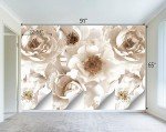 WXHFM - Floral wallpeper for Girls Bedroom Modern Flower Living Room Wall Mural - 91"x65"（Not Peel and Stick）