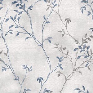 VaryStyle 17.7"x118" Grey Blue Tree Branches Wallpaper Peel and Stick Wallpaper Tree Twigs Leaf Mural Grasscloth Wallpaper Self Adhesive Removable Leaves Contact Paper for Cabinets Bedroom Bathroom