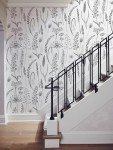 JiffDiff Black and White Peel and Stick Wallpaper Vintage Floral Contact Paper Wheat Meadow Removable Self Adhesive Wal Paper 17.3in x 39.3ft