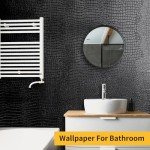 Cismmy Black Crocodile Peel and Stick Wallpaper, 15.7" X 395", Embossed, Easy Peel Off, Self Adhesive, Removable, Textured, Waterproof, Scratch-Resistant, Straight Match, 43.07 sq ft, PVC, 1 Count