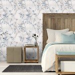 VaryStyle 17.7"x118" Grey Blue Tree Branches Wallpaper Peel and Stick Wallpaper Tree Twigs Leaf Mural Grasscloth Wallpaper Self Adhesive Removable Leaves Contact Paper for Cabinets Bedroom Bathroom