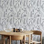JiffDiff Black and White Peel and Stick Wallpaper Vintage Floral Contact Paper Wheat Meadow Removable Self Adhesive Wal Paper 17.3in x 39.3ft