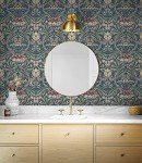 NextWall Acanthus Floral Peel and Stick Wallpaper (Denim Blue & Salmon)