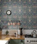 NextWall Acanthus Floral Peel and Stick Wallpaper (Denim Blue & Salmon)