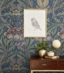 NextWall Acanthus Floral Peel and Stick Wallpaper (Denim Blue & Salmon)