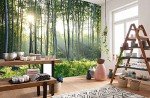 Reyhui Sunshine Forest Mural Wallpaper Landscape Tree Wallpaper Large Nature Scenery Wall Mural for Living Room (not self-Adhesive)