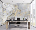 TUNDJ - Abstract Marble Wallpaper Gold Art Textured Wall Mural Office Living Room（Not Peel and Stick）