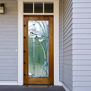 ChezMax Door Stickers Decals 3D Door Murals Peel and Stick, Removable Decorative Vinyl Wallpaper Waterproof Self Adhesive Wall Covers Poster for Home Office Decoration Floral Glass 30.3" W x 78.7" H